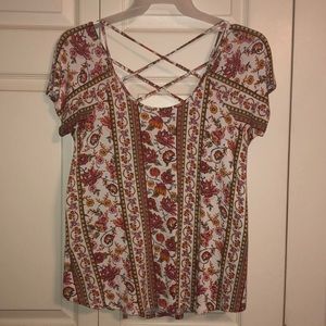 Pink Rose juniors Floral Short Sleeved Shirt 🌺🌺